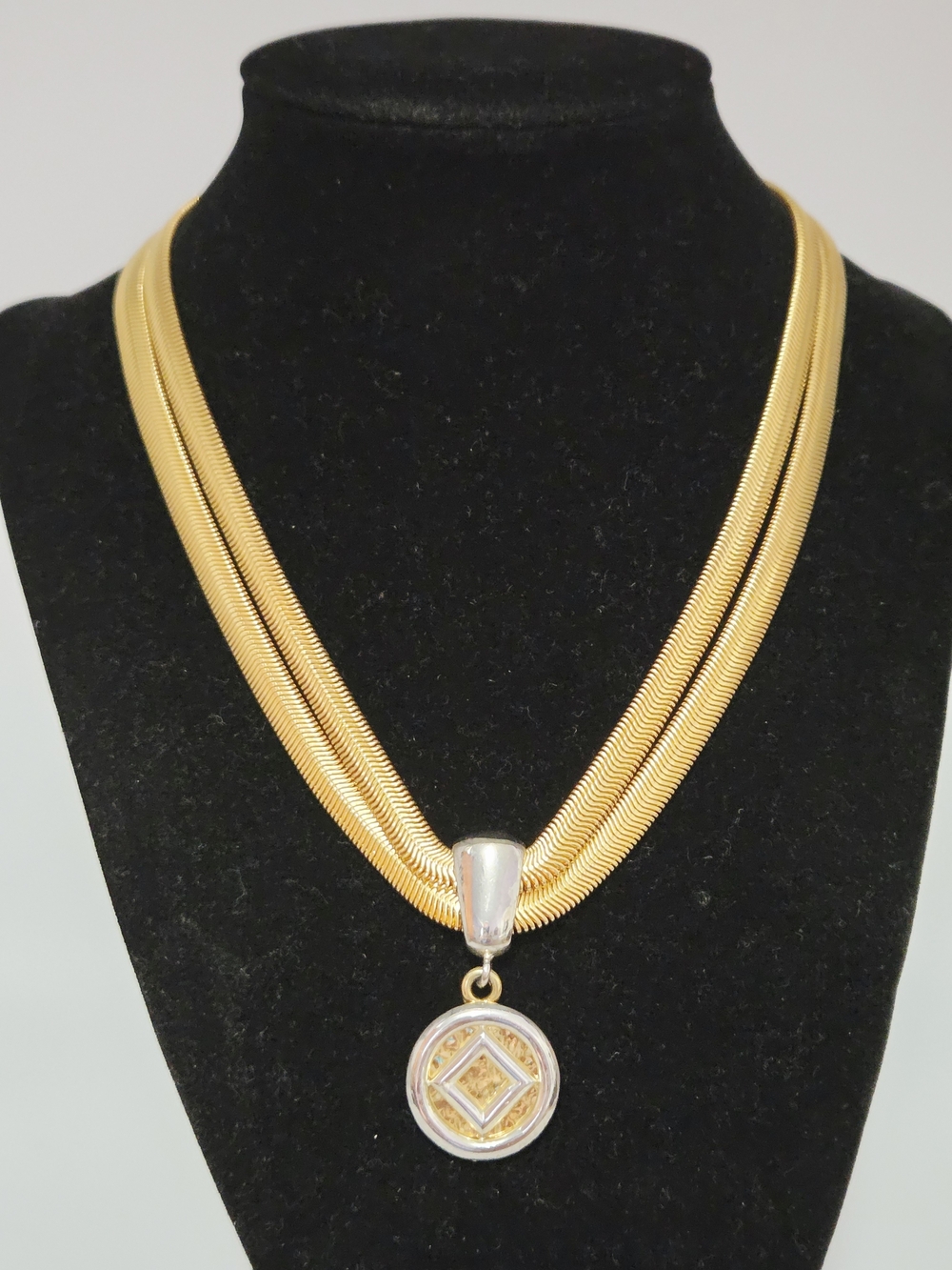LCI Gold & Silver Tone Statement Pendant Necklace